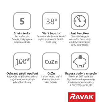 Ravak TE 082.00/150 Termostatická vanová nástěnná Termo 200 X070046