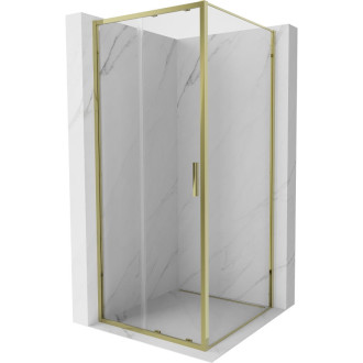 Posuvný sprchový kout Mexen Exo 110 x 110 cm, průhledný, zlatý - 8151-110-110-50-00