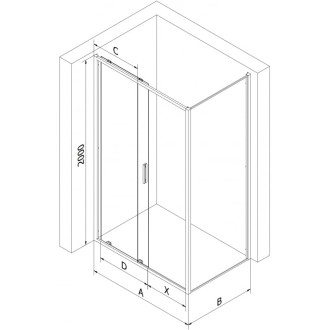 Posuvný sprchový kout Mexen Exo 135 x 120 cm, průhledný, černý - 8151-135-120-70-00