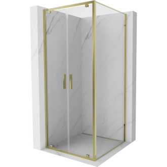 Sprchový kout Mexen Exo s výklopným mechanismem 110 x 110 cm, průhledný, zlatý - 8182-110-110-50-00