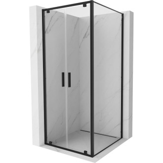 Sprchový kout Mexen Exo s výklopným mechanismem 110 x 110 cm, průhledný, černý - 8182-110-110-70-00