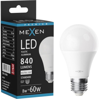 LED žárovka Mexen Nova E27, A60, 8W, neutrální - 4000K, 840 lm - L100-E27-0840-01