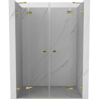 Sprchové dveře Mexen Lunar Duo s otočnými dveřmi 150 cm, průhledné, zlaté - 834D-150-000-50-00