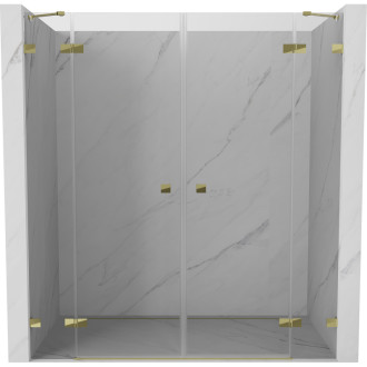 Sprchové dveře Mexen Lunar Duo s otočnými dveřmi 200 cm, průhledné, zlaté - 834D-200-000-50-00