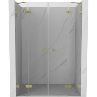 Sprchové dveře Mexen Lunar Duo s otočnými dveřmi 160 cm, průhledné, kartáčované zlato - 834D-160-000-55-00