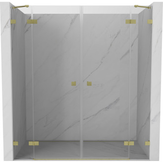 Sprchové dveře Mexen Lunar Duo s otočnými dveřmi 200 cm, průhledné, kartáčované zlato - 834D-200-000-55-00