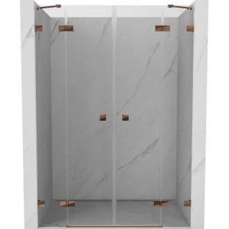 Sprchové dveře Mexen Lunar Duo s otočnými dveřmi 150 cm, průhledné, růžové zlato - 834D-150-000-60-00