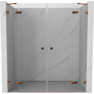 Sprchové dveře Mexen Lunar Duo s otočnými dveřmi 200 cm, průhledné, růžové zlato - 834D-200-000-60-00