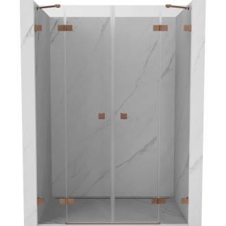 Sprchové dveře Mexen Lunar Duo s otočnými dveřmi 180 cm, průhledné, kartáčovaná měď - 834D-180-000-65-00