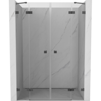 Sprchové dveře Mexen Lunar Duo s otočnými dveřmi 150 cm, průhledné, kartáčovaná pistolově šedá - 834D-150-000-66-00