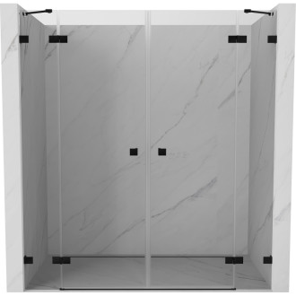Sprchové dveře Mexen Lunar Duo s otočnými dveřmi 190 cm, průhledné, černé - 834D-190-000-70-00