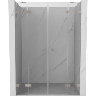 Sprchové dveře Mexen Lunar Duo s otočnými dveřmi 150 cm, průhledné, kartáčovaný nikl - 834D-150-000-97-00