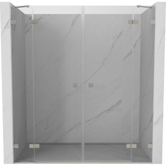 Sprchové dveře Mexen Lunar Duo s otočnými dveřmi 180 cm, průhledné, kartáčovaný nikl - 834D-180-000-97-00