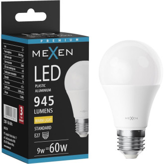 LED žárovka Mexen Nova E27, A60, 9W, teplá - 3000K, 945 lm - L100-E27-0930-01