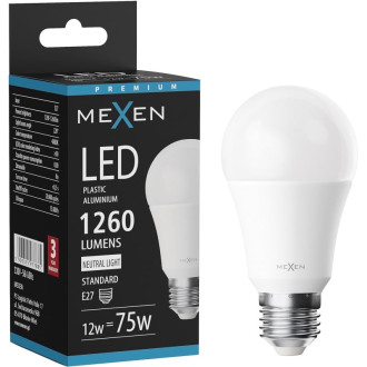 LED žárovka Mexen Nova E27, A60, 12W, neutrální - 4000K, 1260 lm - L100-E27-1240-01