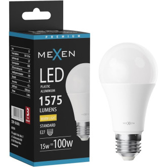 LED žárovka Mexen Nova E27, A60, 15W, teplá - 3000K, 1575 lm - L100-E27-1530-01