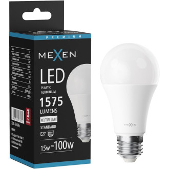 LED žárovka Mexen Nova E27, A60, 15W, neutrální - 4000K, 1575 lm - L100-E27-1540-01