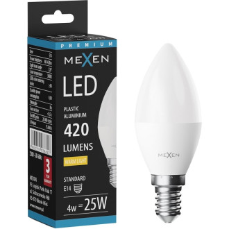LED žárovka Mexen Nova E14, C37, 3W, teplá - 3000K, 315 lm - L102-E14-0330-01