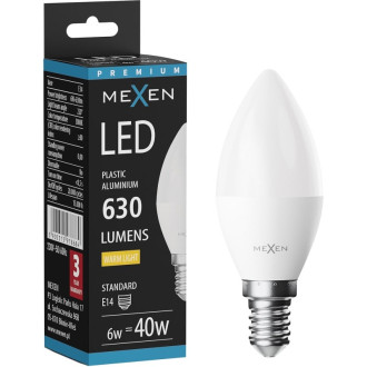 LED žárovka Mexen Nova E14, C37, 5W, teplá - 3000K, 525 lm - L102-E14-0530-01