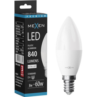 LED žárovka Mexen Nova E14, C37, 8W, teplá - 3000K, 840 lm - L102-E14-0830-01