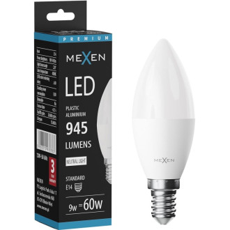 LED žárovka Mexen Nova E14, C37, 9W, teplá - 3000K, 945 lm - L102-E14-0930-01