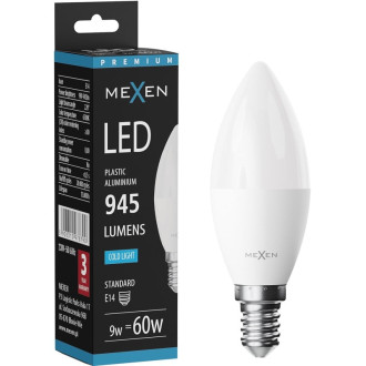 LED žárovka Mexen Nova E14, C37, 9W, neutrální - 4000K, 945 lm - L102-E14-0940-01