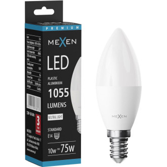 LED žárovka Mexen Nova E14, C37, 10W, teplá - 3000K, 1055 lm - L102-E14-1030-01