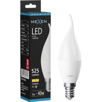 LED žárovka Mexen Nova E27, C37, 5W, teplá - 3000K, 525 lm - L102-E27-0530-01