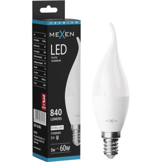 Mexen Nova LED žárovka E14, C37, 8W, teplá - 3000K, 840 lm - L106-E14-0830-01
