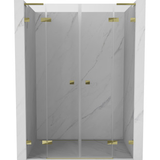 Sprchové dveře Mexen Lunar L Duo s otočnými dveřmi 150 cm, průhledné, zlaté - 834DL-150-000-50-00