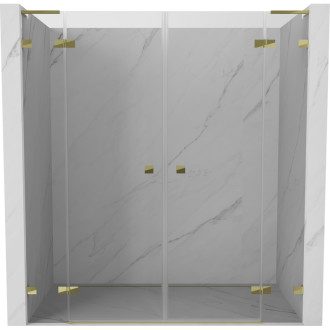 Sprchové dveře Mexen Lunar L Duo s otočnými dveřmi 170 cm, průhledné, zlaté - 834DL-170-000-50-00