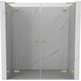 Sprchové dveře Mexen Lunar L Duo s otočnými dveřmi 180 cm, průhledné, kartáčované zlato - 834DL-180-000-55-00