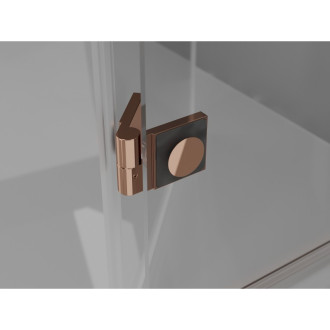 Mexen Lunar L Duo drzwi prysznicowe uchylne 140 cm, transparent, różowe złoto - 834DL-140-000-60-00