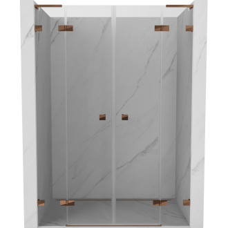 Sprchové dveře Mexen Lunar L Duo s otočnými dveřmi 160 cm, průhledné, růžové zlato - 834DL-160-000-60-00