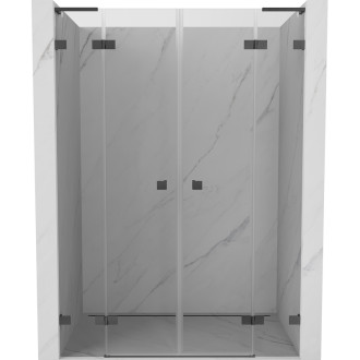 Sprchové dveře Mexen Lunar L Duo s otočnými dveřmi 150 cm, průhledné, kartáčovaná pistolově šedá - 834DL-150-000-66-00