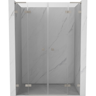 Sprchové dveře Mexen Lunar L Duo s otočnými dveřmi 140 cm, průhledné, kartáčovaný nikl - 834DL-140-000-97-00