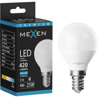 LED žárovka Mexen Nova E14, G45, 4W, studená - 6500K, 420 lm - L101-E14-0465-01