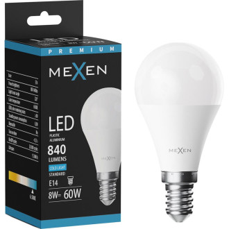 LED žárovka Mexen Nova E14, G45, 8W, studená - 6500K, 840 lm - L101-E14-0865-01