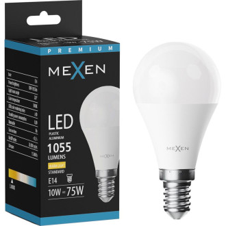 LED žárovka Mexen Nova E14, G45, 10W, teplá - 3000K, 1055 lm - L101-E14-1030-01