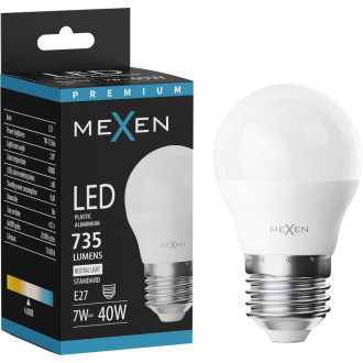 LED žárovka Mexen Nova E27, G45, 7W, neutrální - 4000K, 735 lm - L101-E27-0740-01
