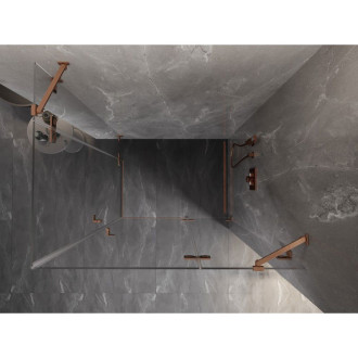 Sprchový kout Mexen Lunar Duo s pravým pantem 105 x 80 cm, průhledný, kartáčovaná měď - 834-105P-080L-65-00