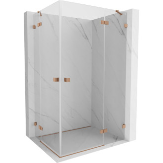 Sprchový kout Mexen Lunar Duo s pravým pantem 115 x 75 cm, průhledný, kartáčovaná měď - 834-115P-075L-65-00