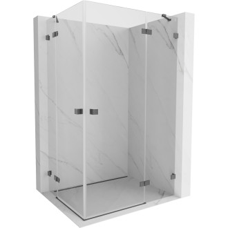 Sprchový kout Mexen Lunar Duo s pravým pantem 90 x 80 cm, průhledný, kartáčovaná pistolově šedá - 834-090P-080L-66-00