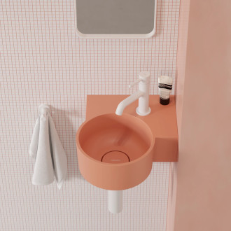 OVO M+ umywalka nablatowa/wisząca - prawa, 33 x 34 cm, coral mat