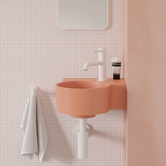 OVO M+ umywalka nablatowa/wisząca - prawa, 33 x 34 cm, coral mat