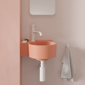 OVO M+ umywalka nablatowa/wisząca - lewa, 33 x 34 cm, coral mat