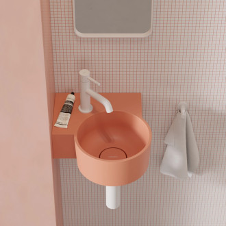 OVO M+ umywalka nablatowa/wisząca - lewa, 33 x 34 cm, coral mat