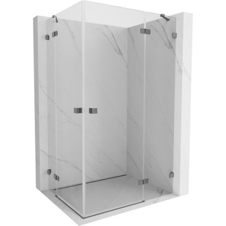 Sprchový kout Mexen Lunar Duo s pravým pantem 90 x 80 cm, průhledný, stříbrná metalíza - 834-090P-080L-95-00
