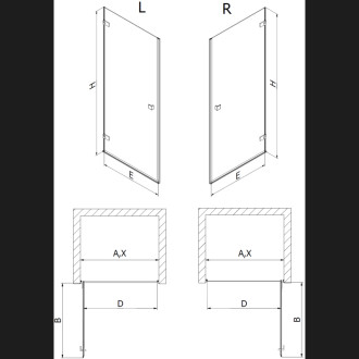 Mexen Lunar-B drzwi prysznicowe uchylne prawe 55 cm, transparent, gun gray szczotkowany - 832-055-000-66-00-P