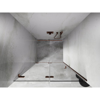 Mexen Lunar-F drzwi prysznicowe składane lewe 55 cm, transparent, różowe złoto - 836-055-000-60-00-L